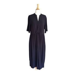 UNIQLO Ines De La Fressange Paris Black Long Dress Minimalist Relaxed Fit XS